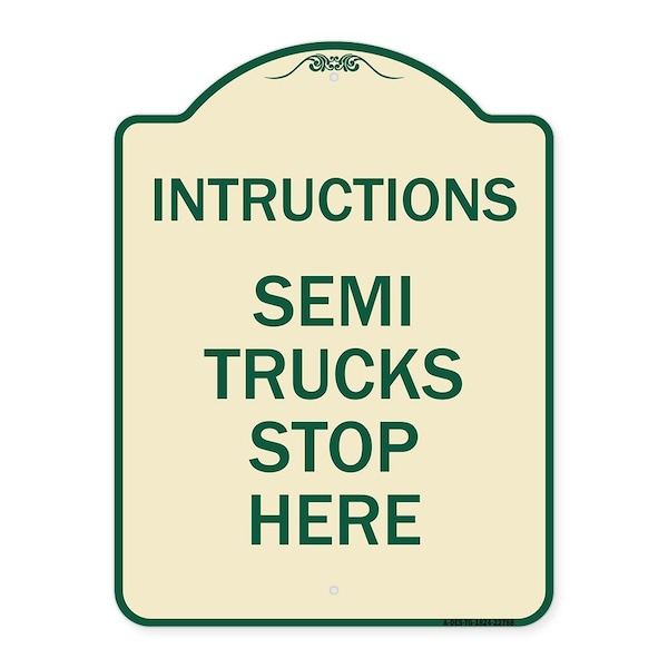 Signmission Truck Instructions Semi Trucks Stop Here Heavy-Gauge Aluminum Sign, 24" x 18", TG-1824-22788 A-DES-TG-1824-22788 - main